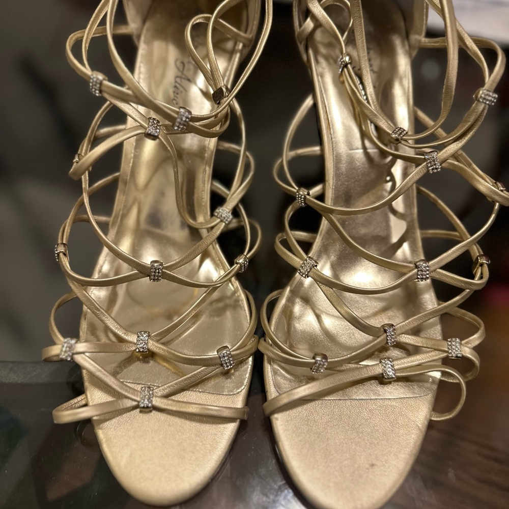 Elegant Gold Strappy Women's Heels